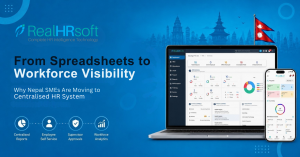 Centralised HR system dashboard showing attendance, leave, and payroll metrics in Nepal