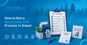 Structured exit process checklist and HR software dashboard for employee offboarding in Nepal
