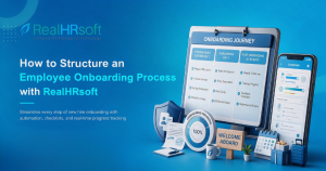 How to structure an employee onboarding process with preboarding, task templates, and tracking in RealHRsoft